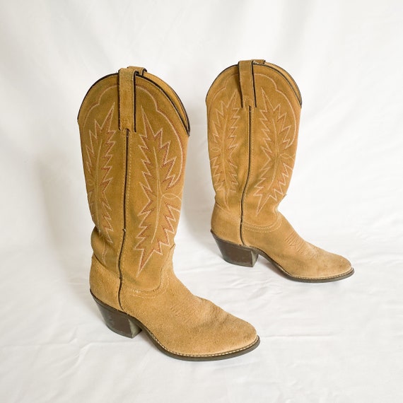 Tan Leather Western Cowboy Boots