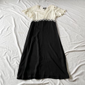 80s Black and White Maxi Dress Size 12
