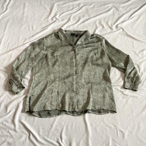 90s Laura Scott Green Boho Button Up Blouse Size 22W