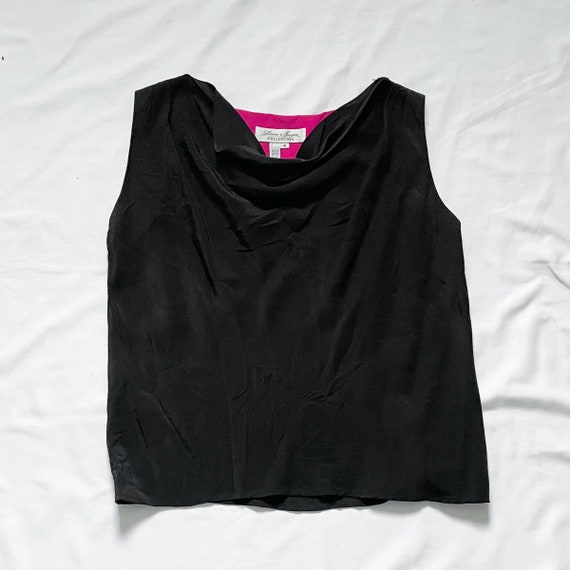 90s Silk Black Cowl Neck Sleeveless Blouse - image 1