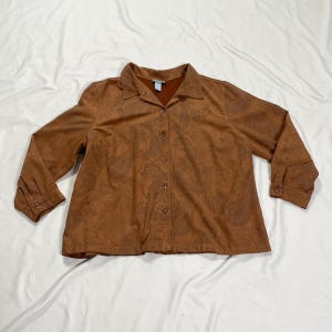 90s Brown Long Sleeve Button Up Top Size 3X