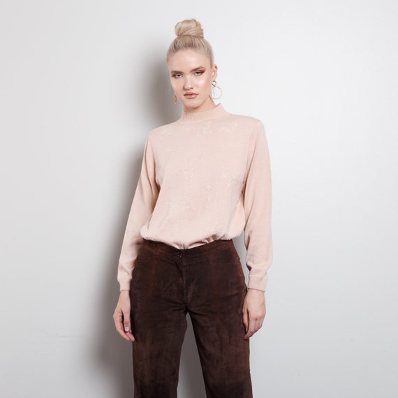 80s Pastel Pink Floral Sweater
