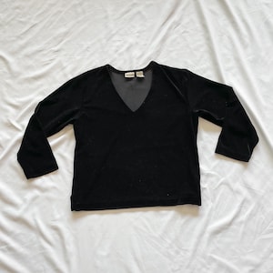 90s Black Velvet Blouse Size Medium