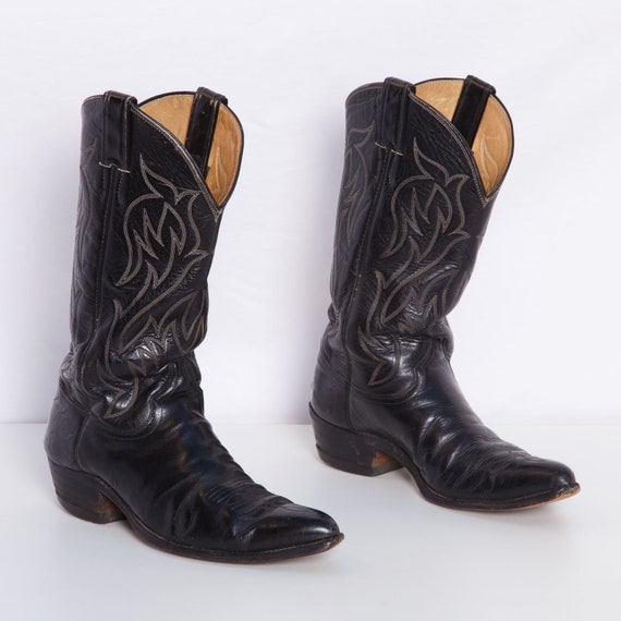 Black Leather Cowboy Boots