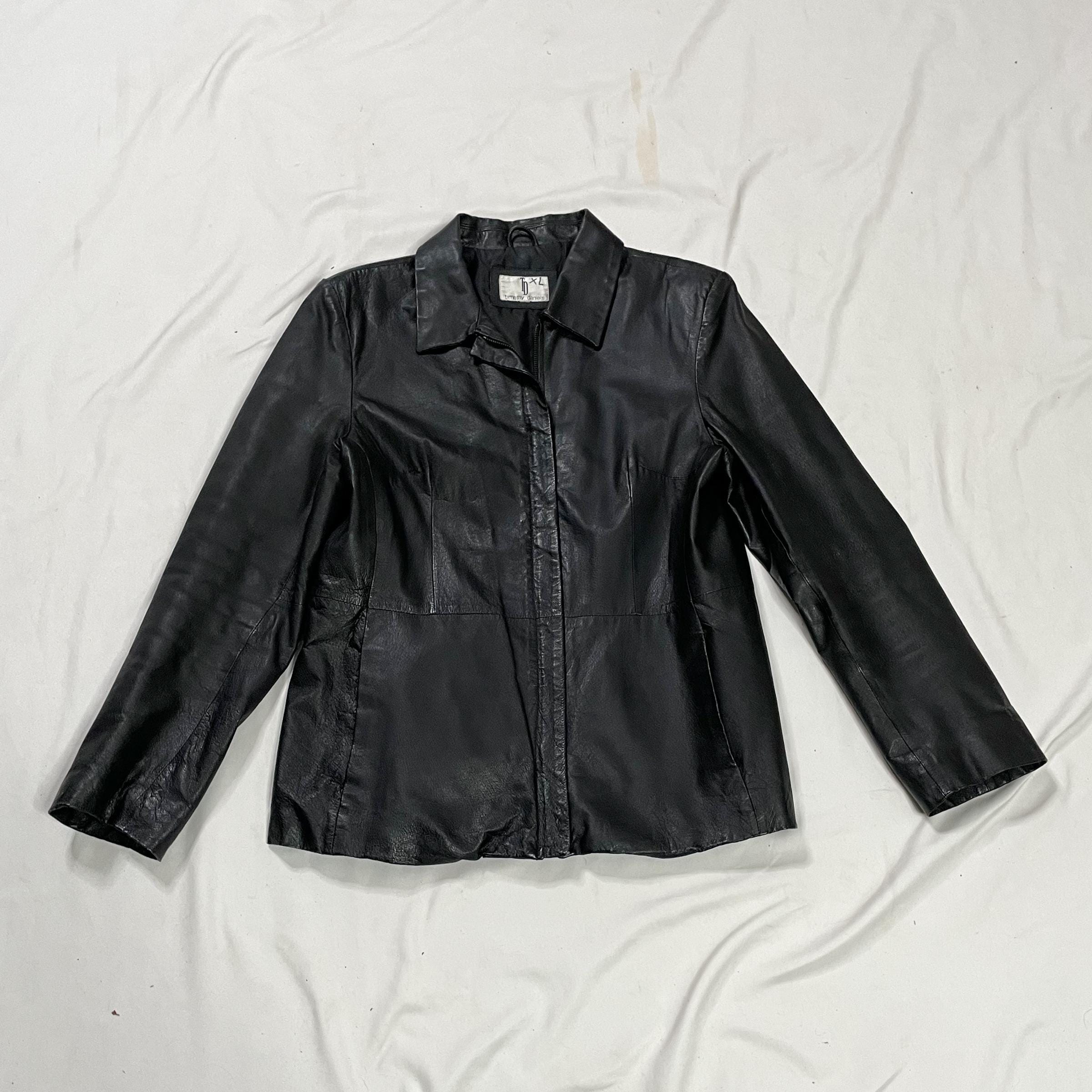 90s Timothy Daniels Black Leather Jacket