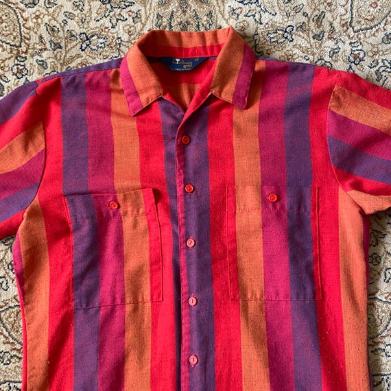 70s Red Striped Blouse - image 3