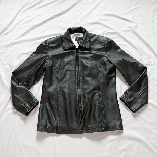 90s Hillard & Hanson Black Leather Jacket