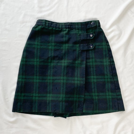 90s Green and Blue Plaid Skort