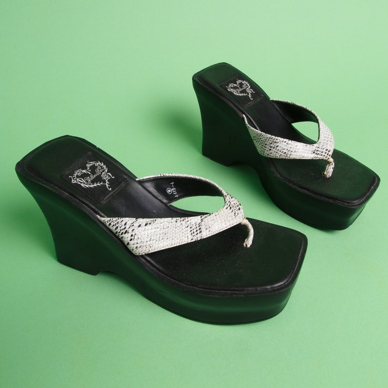 Vintage Snakeskin Platform Flip Flops