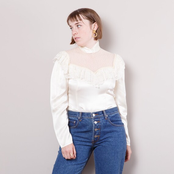 70s/80s Gunne Sax Polka Dot Prairie Blouse