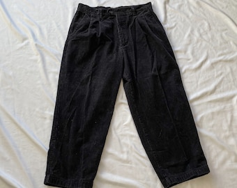 90s Black Corduroy High Waisted Trousers