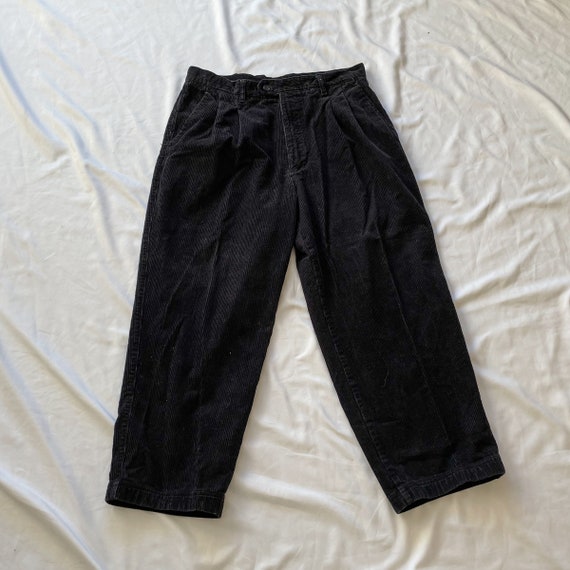 90s Black Corduroy High Waisted Trousers