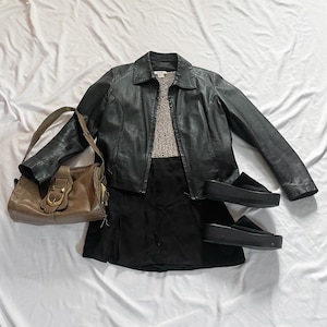 90s Faux Leather Jacket in Black Size 44