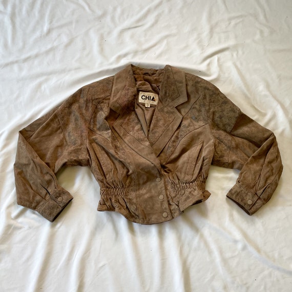 80s/90s Tan Cropped Leather Jacket