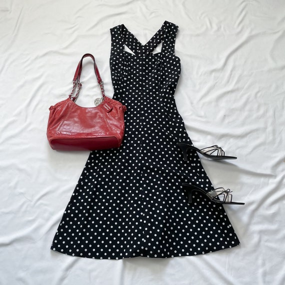 90s Black and White Polka Dot Dress - image 1