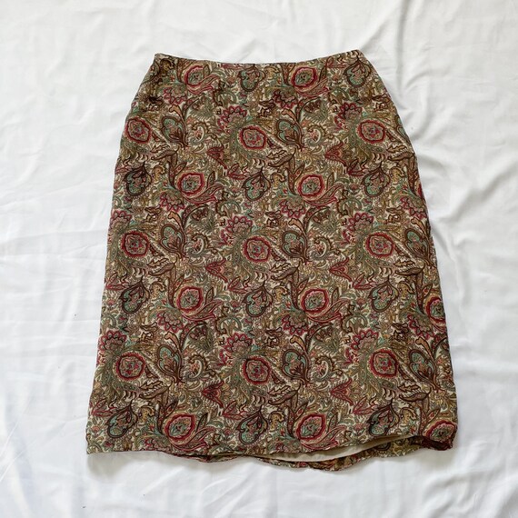 90s/Y2K Silk Tan Midi Skirt