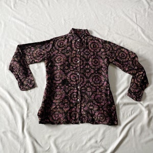 Vintage Black and Purple Boho Fabiroo Blouse