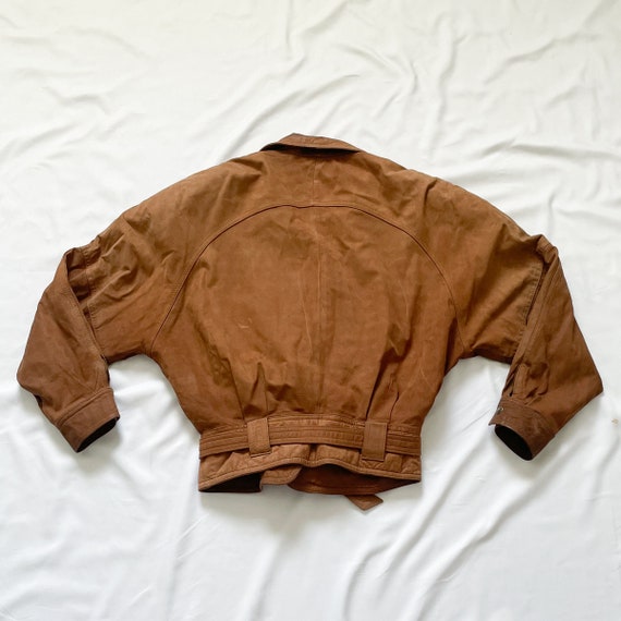 80s Tan Leather Jacket Size XS - image 4