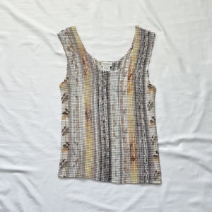 90s Boho Tan and White Tank Top