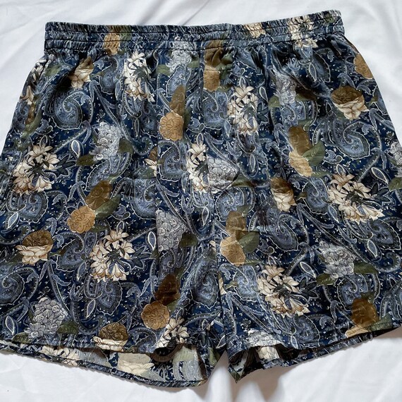 100% Silk 90s High Waisted Blue Shorts - image 4