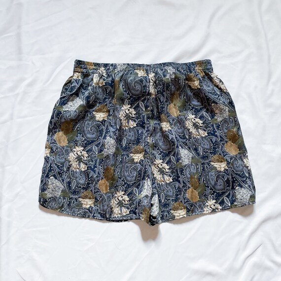 100% Silk 90s High Waisted Blue Shorts - image 3