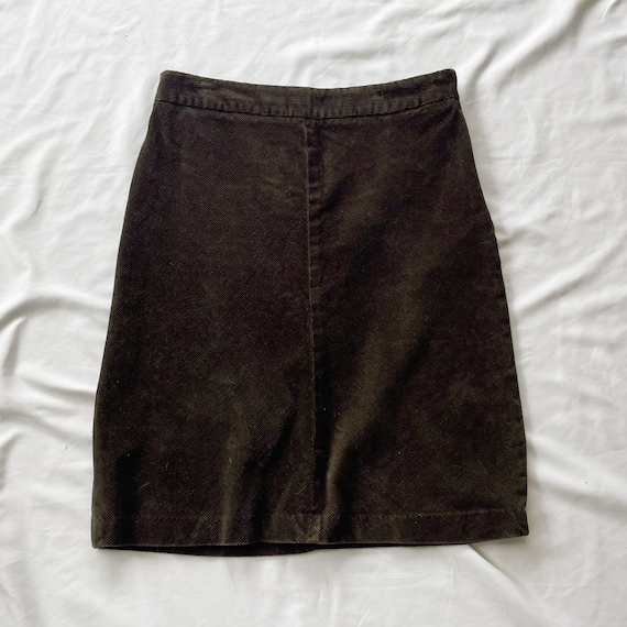 Y2K Brown Corduroy Knee Length Skirt