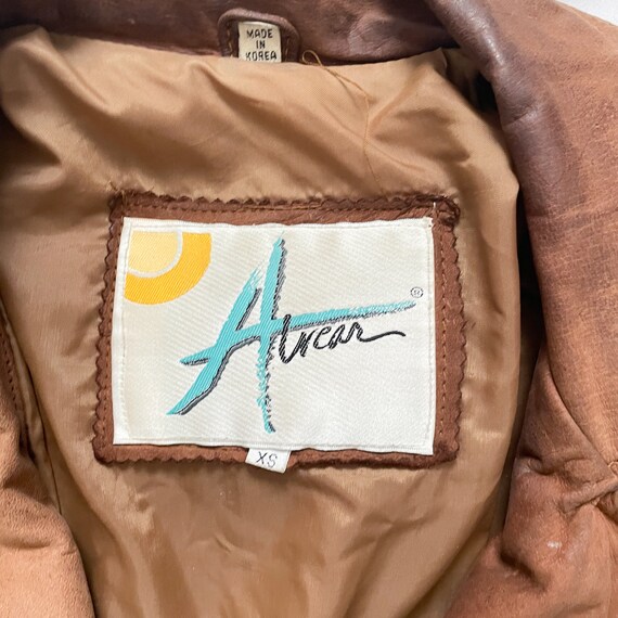 80s Tan Leather Jacket Size XS - image 7