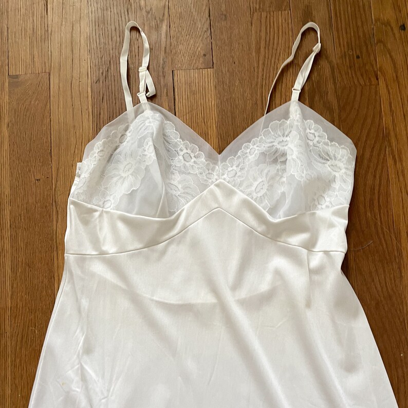 vintage white silky maxi robe floral aplique main image 0
