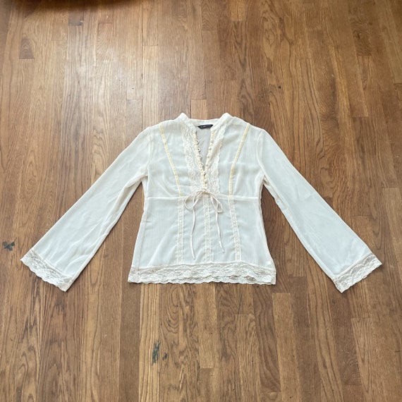 Y2K/90s Sheer Tan Blouse