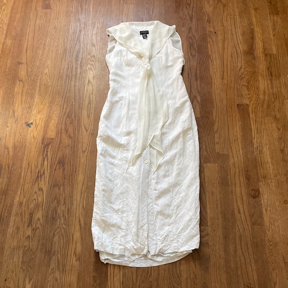 90s Linen White Maxi Dress