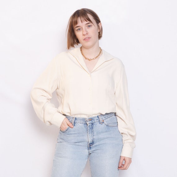 100% Silk White Blouse