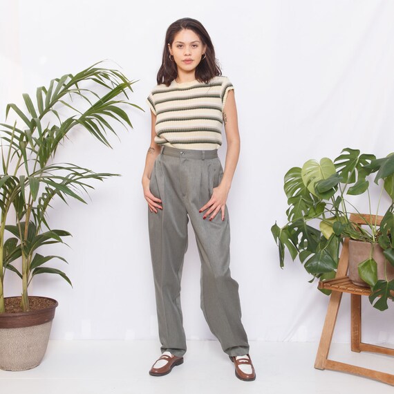 Vintage High Waisted Green Trousers