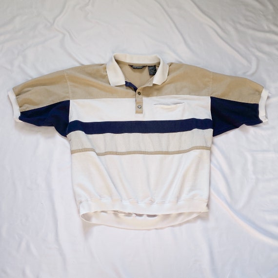 90s White and Tan Collared Shirt