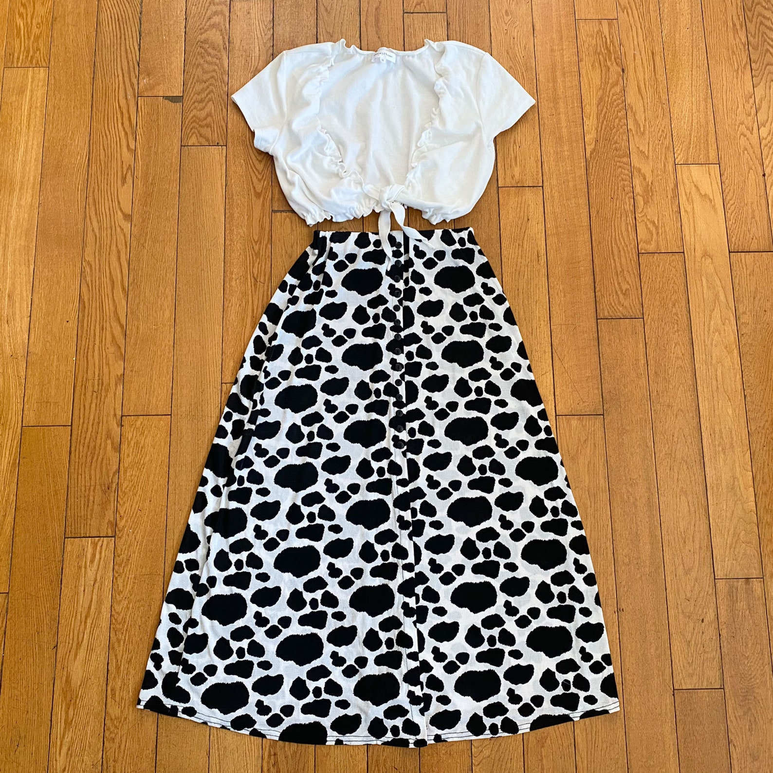 cow print skirt midi