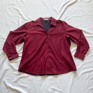 Y2K Red Long Sleeve Button Up Blouse Size 2X