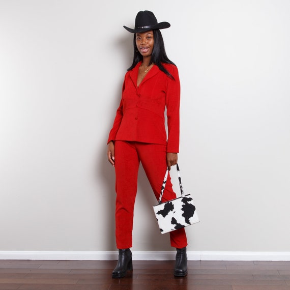 80s Red Velvet Suit
