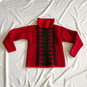 Vintage 100% Wool Red Turtleneck Long Sleeve Sweater