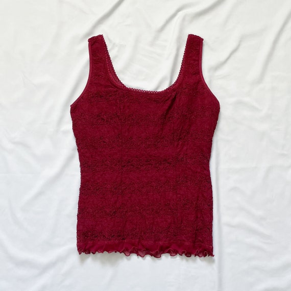 90s/Y2K Red Lace Tank Top - image 2