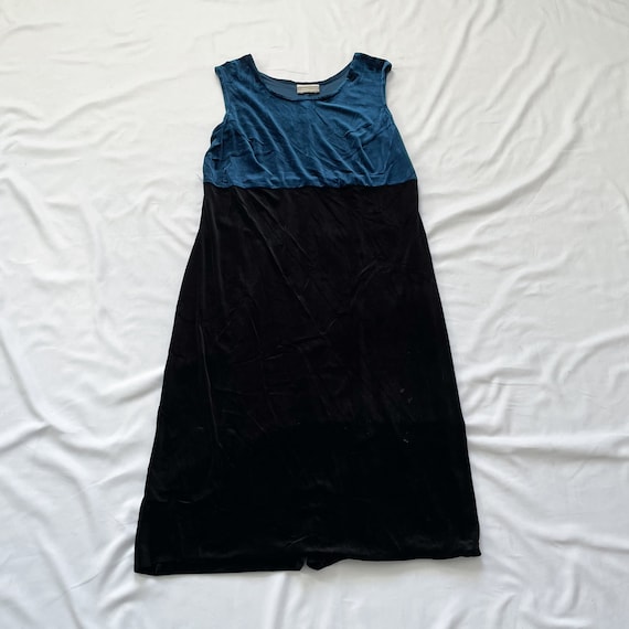 90s Blue and Black Midi Dress - image 2