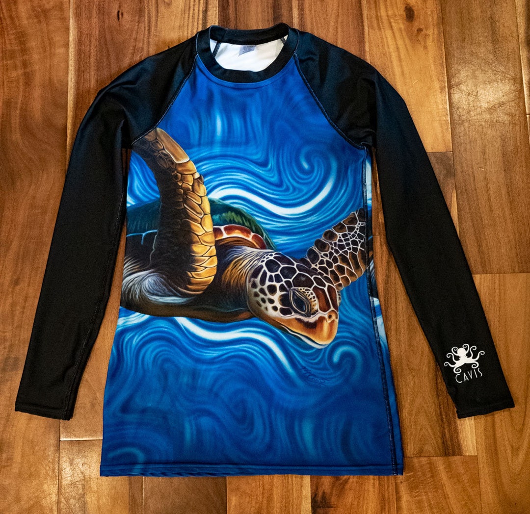 Turtle Rash Guard Sea Turtle Men’s Rash Guard: Sea Life Painting Dive Skin Athletic Swim ...