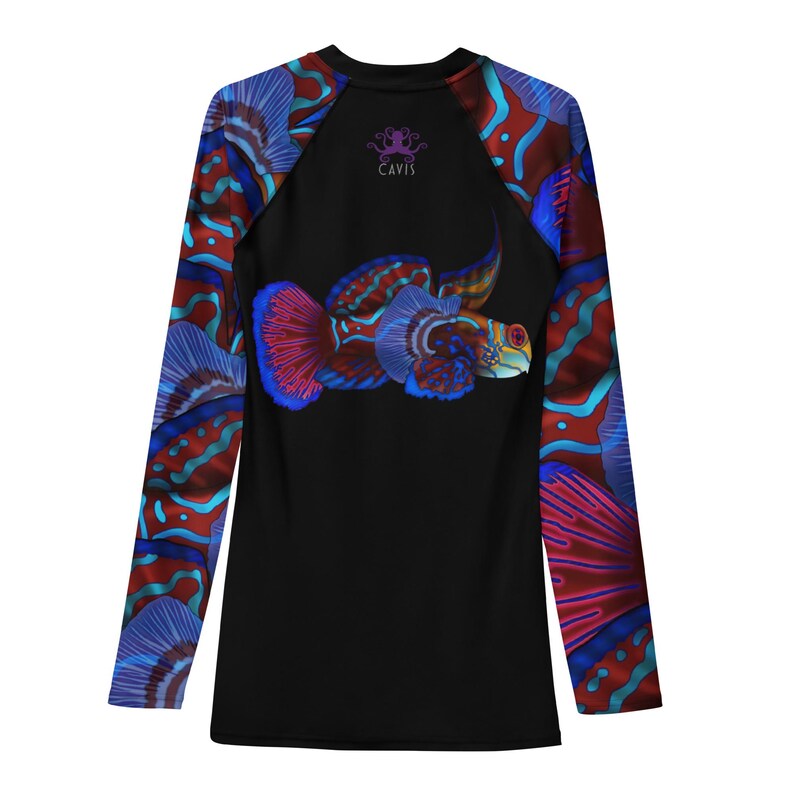 Mandarinfish Men’s Rash Guard: Colorful Sea Life Dive Skin Swim Shirt image 9