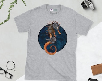 Steampunk Seahorse Short-Sleeve Unisex T-Shirt: Alternative Goth Nautical Soft Style Shirt