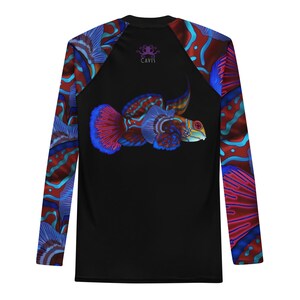 Mandarinfish Men’s Rash Guard: Colorful Sea Life Dive Skin Swim Shirt image 3