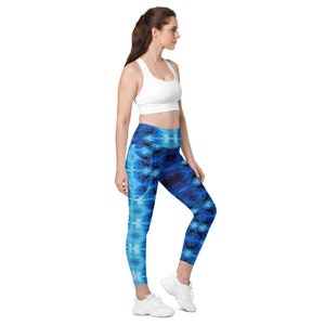 CAVIS Blue Ocean Octopus Leggings with Pockets, Alternative Blue Dive Skin Yoga Pants