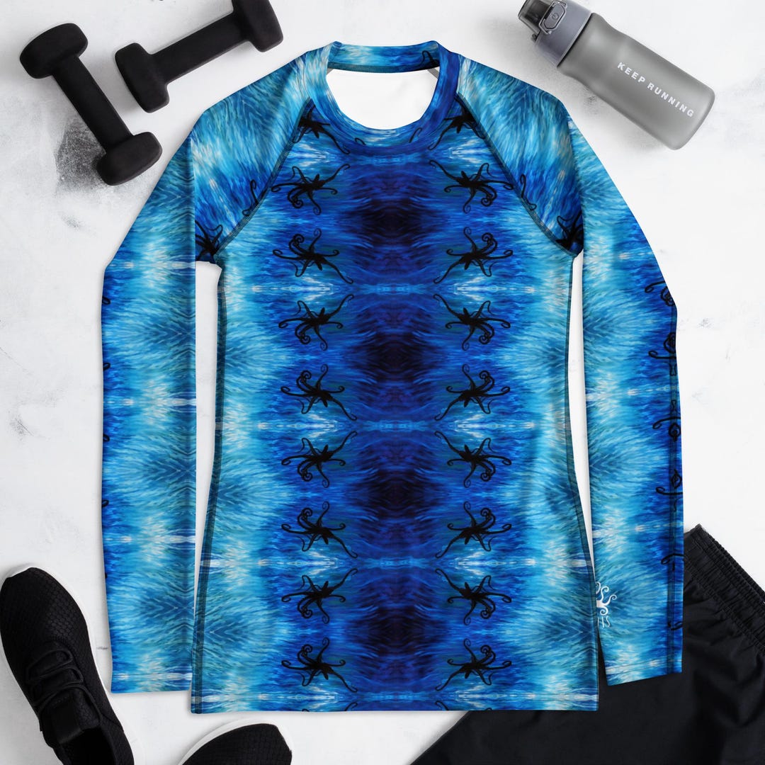 Blue Ocean Octopus Women’s Rash Guard, Sea Life Dive Skin Swim Shirt - Etsy