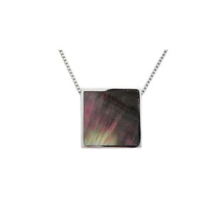 Mother Of Pearl/MOP/Pearl Seashell/925 Sterling Silver Pendant/Silver Pendant/Silver Necklace/Gift For Her/Silver Charm/Black/pp-025bk