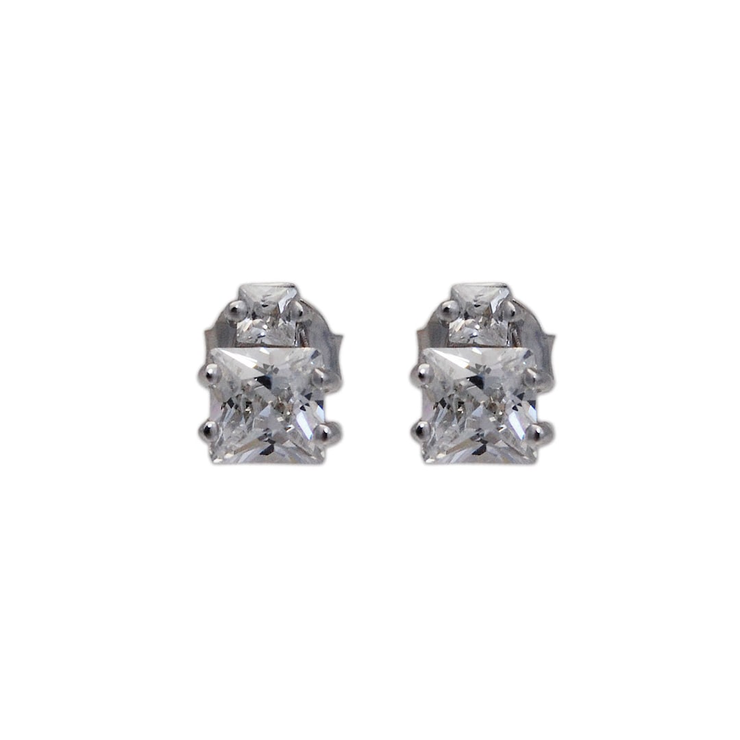 Tre Pietre Orecchini a Lobo 0.40CT Brillante Zircone Cubico 14k Bianco Dorato