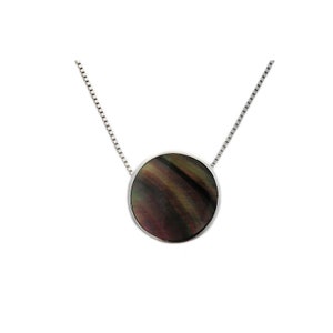 Mother Of Pearl/MOP/Pearl Seashell/925 Sterling Silver Pendant/Silver Pendant/Silver Necklace/Gift For Her/Silver Charm/Black/pp-019bk