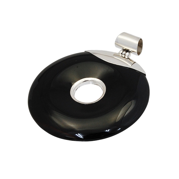 Ciondolo in argento sterling di agata nera, 5ct Sudafrica