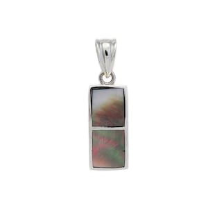 Mother Of Pearl/Mop/Pearl Seashell/925 Sterling Silver Pendant/Silver Pendant/Silver Necklace/Gift For Her/Silver Charm/Black/pp-030bk